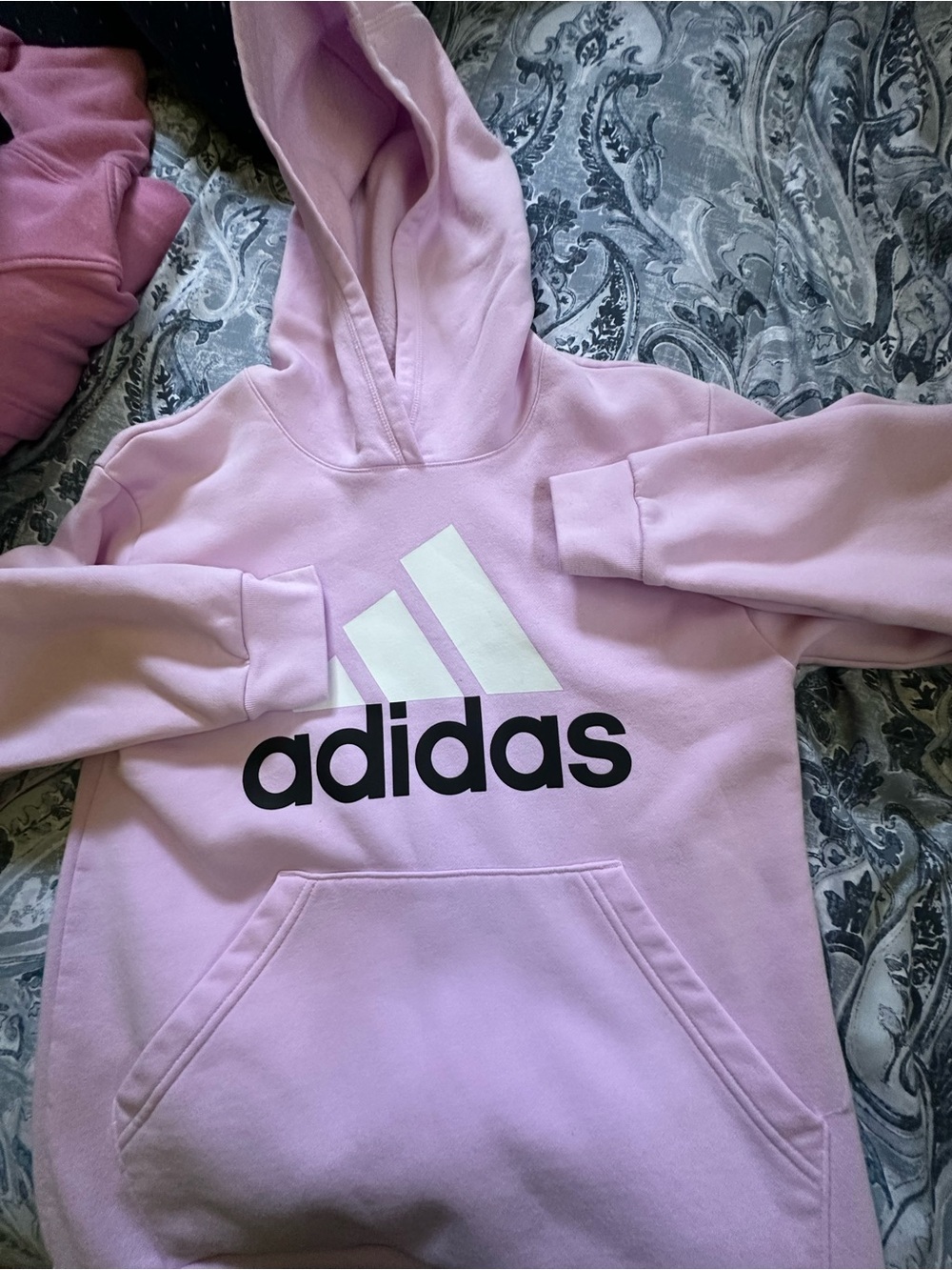 adidas Pink Girls' Logo Hooded Sweatshirt